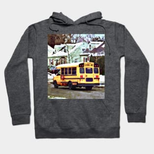 School Bus Driving Home in Winter Hoodie